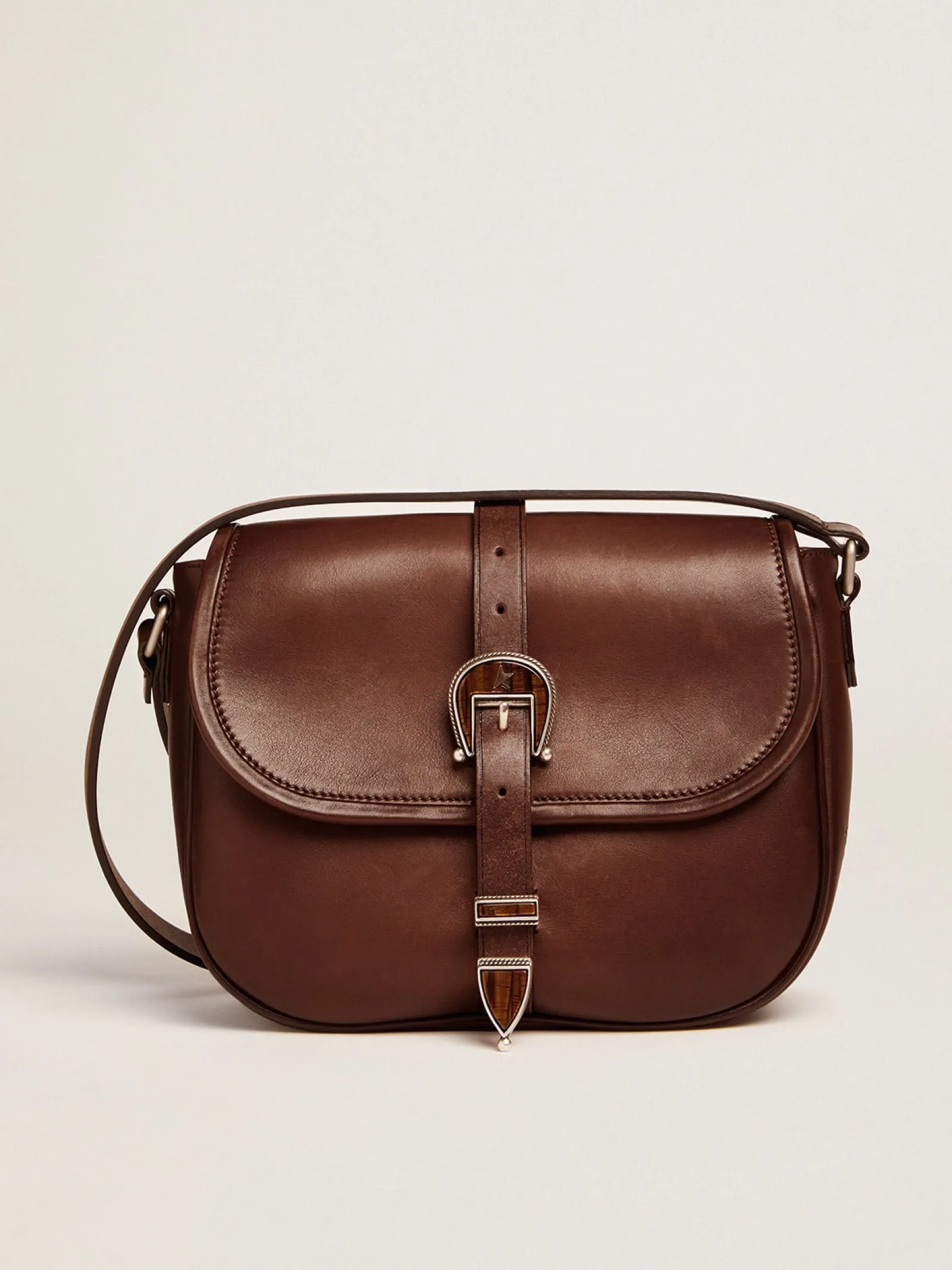 Discount Golden Goose Bolsa Rodeo média de couro escuro Material principal: 100% couro bovino