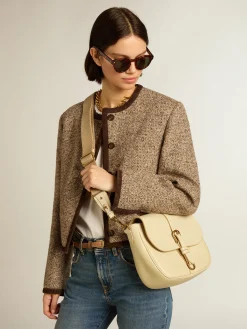 Best Golden Goose Bolsa Sally média de couro cor porcelana com fivela e alça de ombro em contraste Cor: porcelana