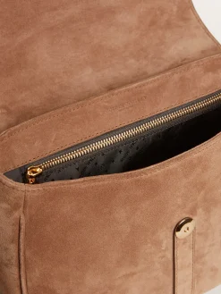 Online Golden Goose Bolsa Sally média de suede cinza com fivela e alça de ombro em contraste Cor: cinza