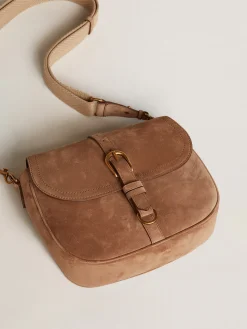 Online Golden Goose Bolsa Sally média de suede cinza com fivela e alça de ombro em contraste Cor: cinza