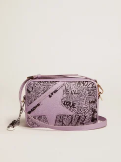 Flash Sale Golden Goose Bolsa Star de couro martelado lilás com estrela de couro tom sobre tom e estampa de grafite preto all-over Cor: lilás