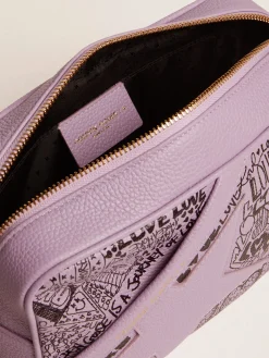 Flash Sale Golden Goose Bolsa Star de couro martelado lilás com estrela de couro tom sobre tom e estampa de grafite preto all-over Cor: lilás