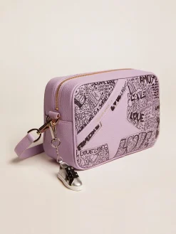 Flash Sale Golden Goose Bolsa Star de couro martelado lilás com estrela de couro tom sobre tom e estampa de grafite preto all-over Cor: lilás