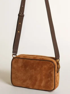 Discount Golden Goose Bolsa Star de suede cor tabaco com estrela de couro tom sobre tom Cor: tabaco