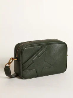 Clearance Golden Goose Bolsa Star feminina de couro verde-escuro com estrela tom sobre tom Cor: verde-escuro