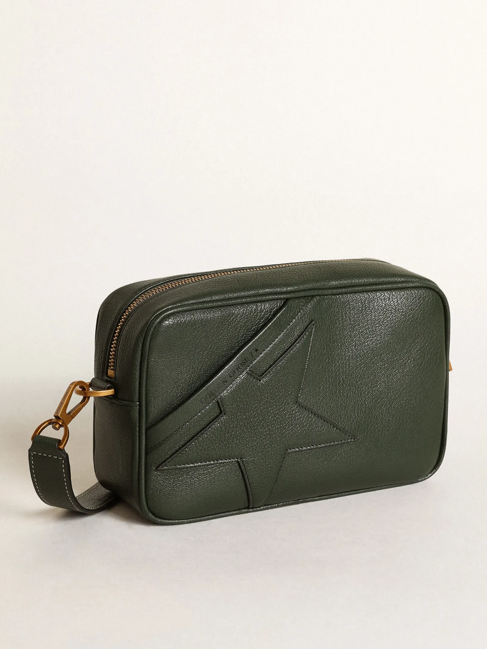 Clearance Golden Goose Bolsa Star feminina de couro verde-escuro com estrela tom sobre tom Cor: verde-escuro