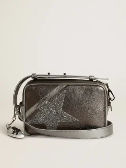 Clearance Golden Goose Bolsa Star feminina de couro prateado com estrela de cristais Swarovski Cor: prata e cinza antracite