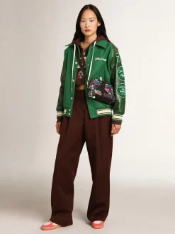 Discount Golden Goose Bolsa Star feminina de couro martelado preto com estampa multicolorida Cor: preto