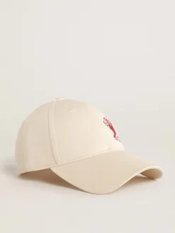 Hot Golden Goose Boné de basebol na cor branco heritage com logo CNY Cor: branco heritage