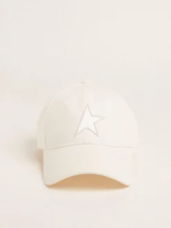 Cheap Golden Goose Boné de beisebol branco com estrela Cor: branco papiro