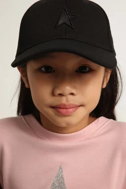 Outlet Golden Goose Boné infantil preto com estrela Cor: preto