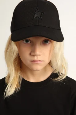 Outlet Golden Goose Boné infantil preto com estrela Cor: preto