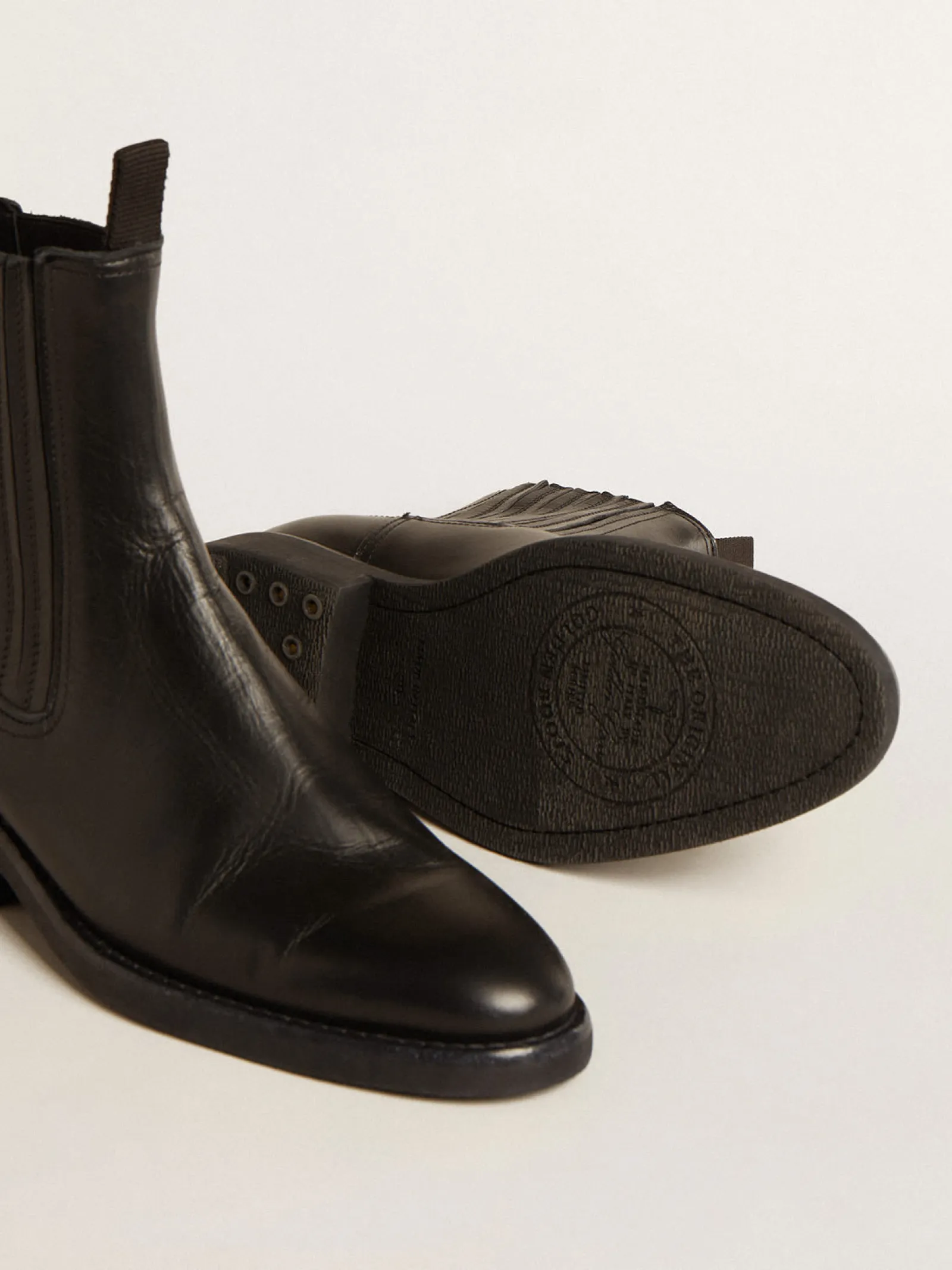 Hot Golden Goose Botas Chelsea Femininas de couro preto Cor: preto