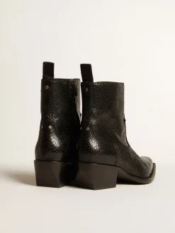 Flash Sale Golden Goose Botas Debbie de cano baixo de couro preto com estampa de píton Cor: preto