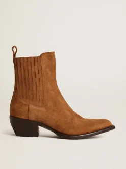 Cheap Golden Goose Botas Debbie de suede marrom Cabedal de suede marrom