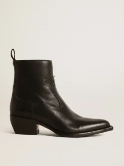 Cheap Golden Goose Botas Debbie femininas de couro preto Cor: preto