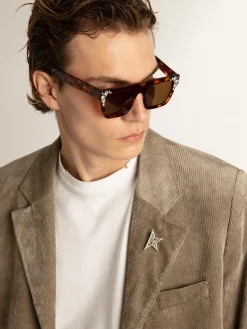 Discount Golden Goose Boxy-fit single-breasted blazer in cotton light beige