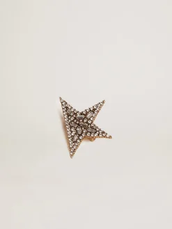 Online Golden Goose Broche feminino na cor ouro velho com cristais decorativos Família: Star