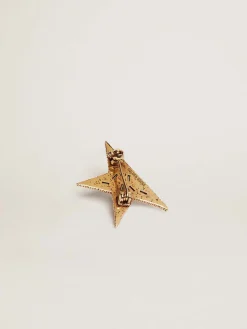 Online Golden Goose Broche feminino na cor ouro velho com cristais decorativos Família: Star