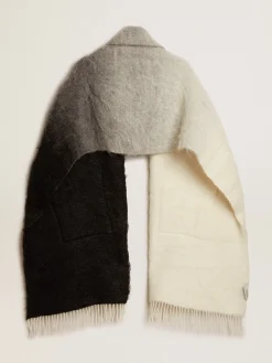 Online Golden Goose Cachecol branco e preto com bolsos Coleção Journey