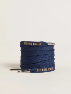 Hot Golden Goose Cadarços de algodão azul-marinho com logo dourado em contraste Cor: azul-marinho