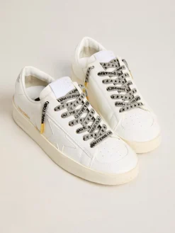 Cheap Golden Goose Cadarços de algodão cinza com estrelas e escrita pretas em contraste Cor: cinza