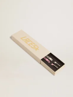 Outlet Golden Goose Cadarços de algodão rosa e branco usado Cor: rosa e branco usado
