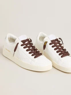 Sale Golden Goose Cadarços de glitter bordô com escrita amarela / VCE em contraste Cor: bordô