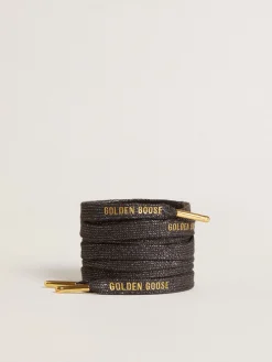 Cheap Golden Goose Cadarços de lurex cinza escuro com logo dourado em contraste Cor: cinza escuro