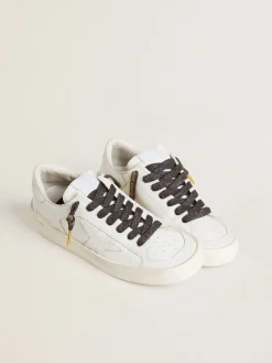 Cheap Golden Goose Cadarços de lurex cinza escuro com logo dourado em contraste Cor: cinza escuro
