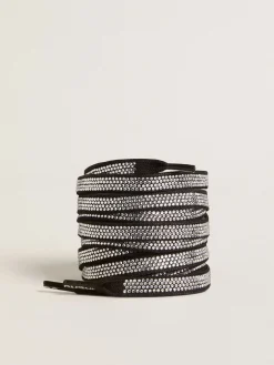 Clearance Golden Goose Cadarços pretos com strass e escritas Sneakers brancas em contraste Cor: preto