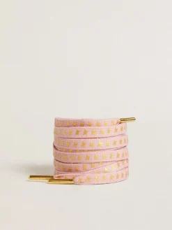 Best Sale Golden Goose Cadarços rosa antigo com estrelas douradas em contraste Cor: rosa antigo