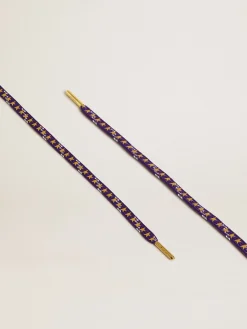 Hot Golden Goose Cadarços roxos com decorações e estrelas douradas em contraste Cor: roxo