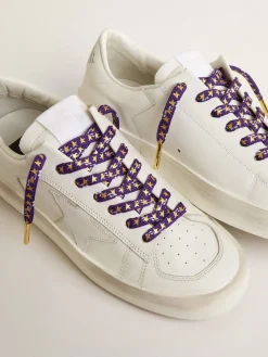 Hot Golden Goose Cadarços roxos com decorações e estrelas douradas em contraste Cor: roxo