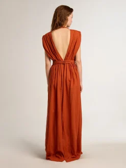Hot Golden Goose Caftan de algodão jacquard vermelho coral Coleção Resort
