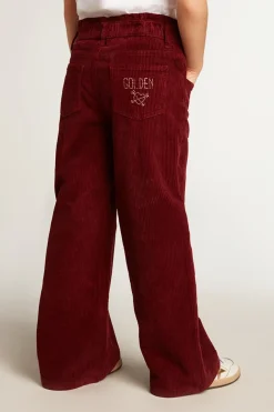 Store Golden Goose Calça bordô de algodão de perna larga Coleção Journey
