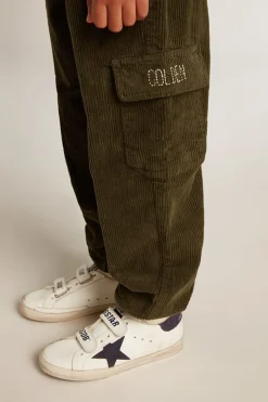 Cheap Golden Goose Calça cargo de algodão verde escuro Coleção Journey
