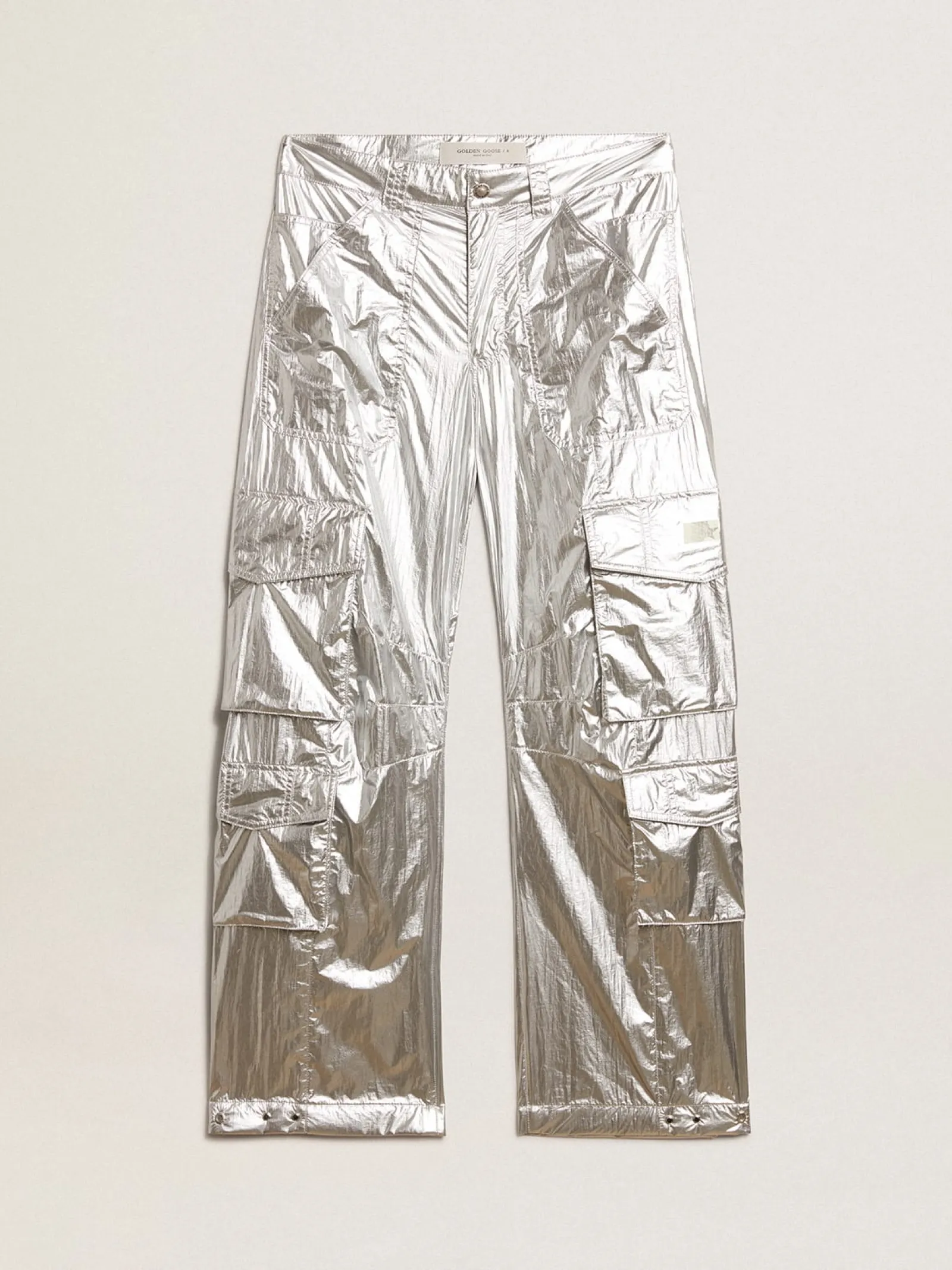 Flash Sale Golden Goose Calça cargo feminina de tecido técnico prateado Cor: prateado