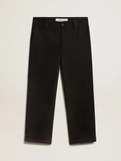 Flash Sale Golden Goose Calça chino de gabardine de algodão preto Coleção Resort