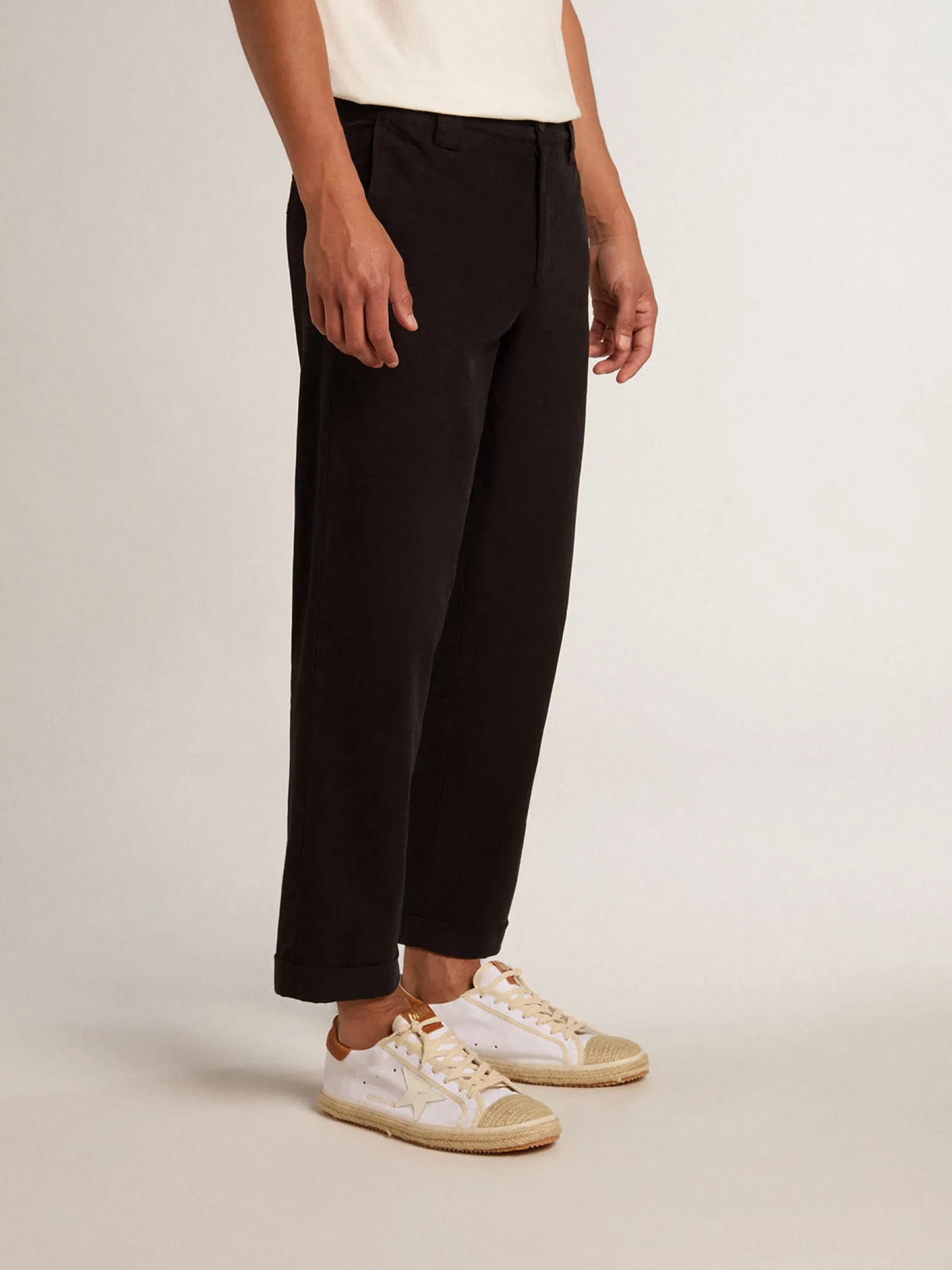 Flash Sale Golden Goose Calça chino de gabardine de algodão preto Coleção Resort