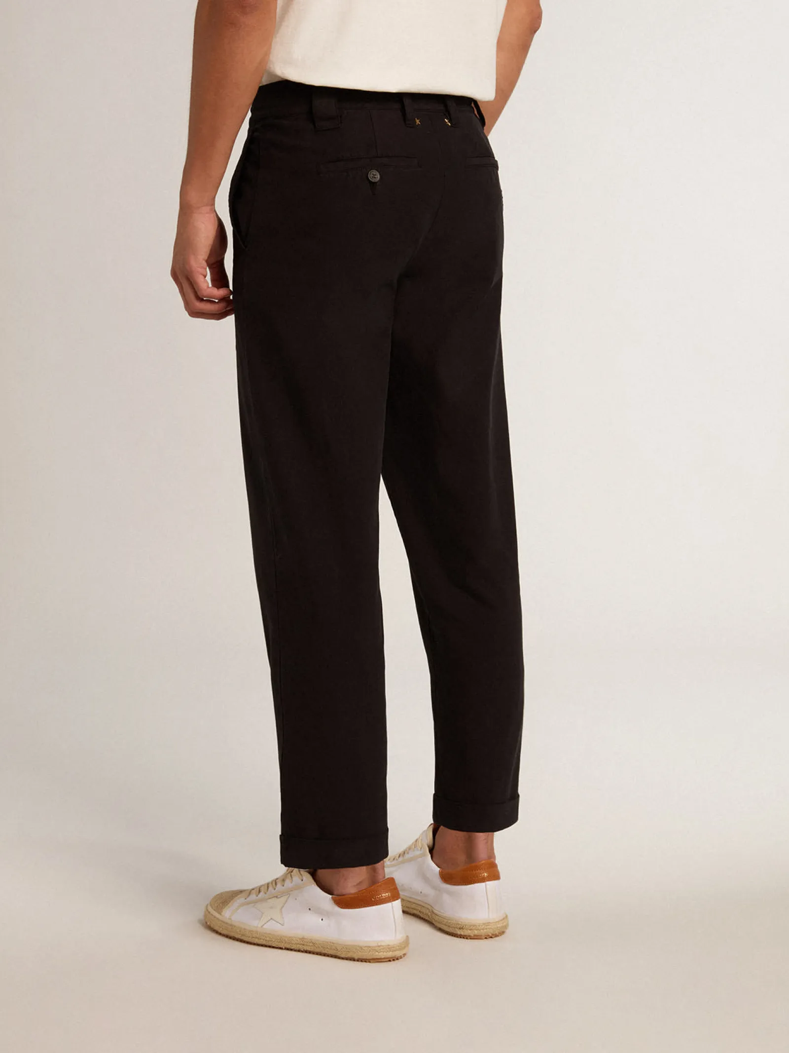 Flash Sale Golden Goose Calça chino de gabardine de algodão preto Coleção Resort