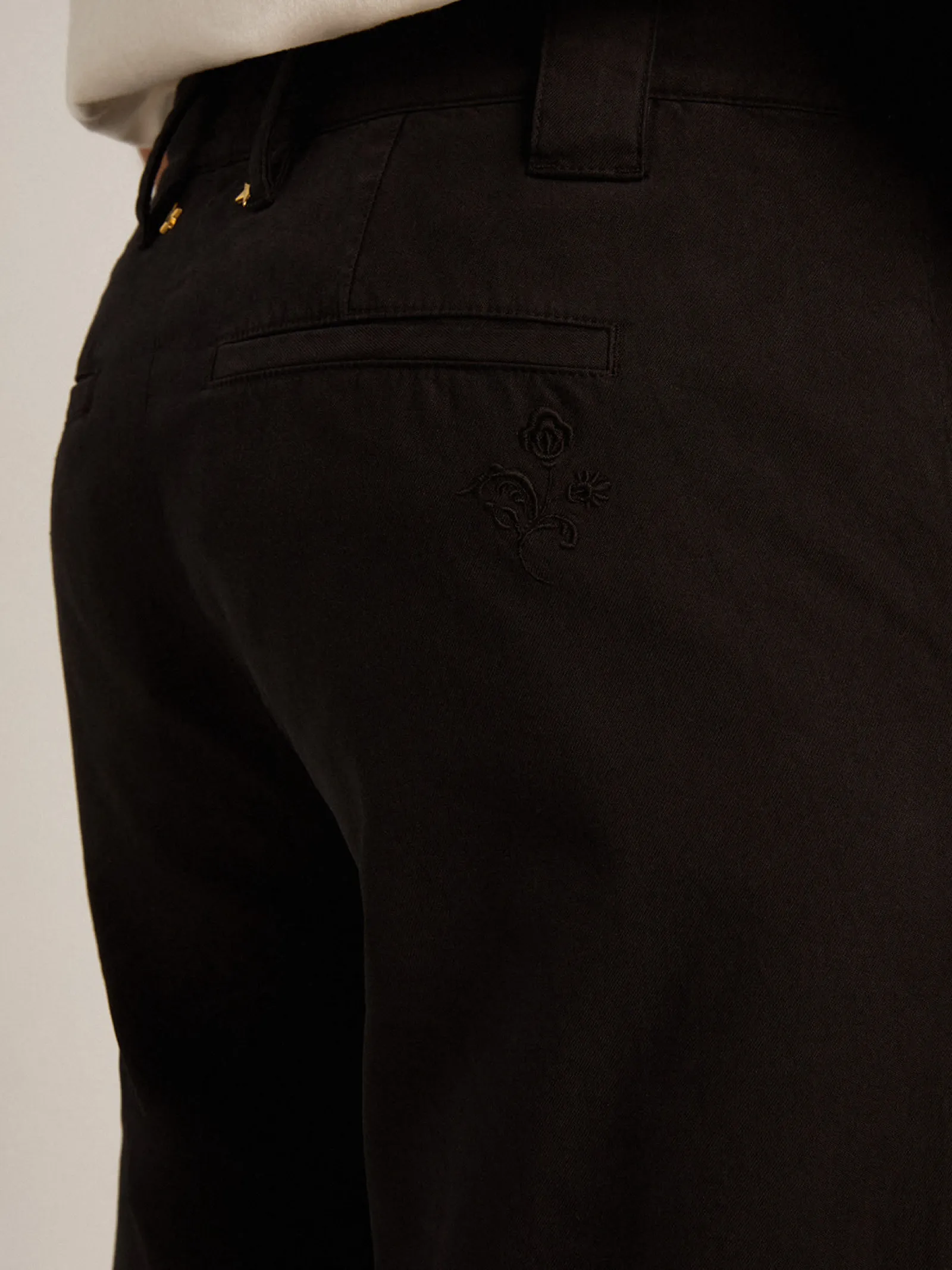 Flash Sale Golden Goose Calça chino de gabardine de algodão preto Coleção Resort
