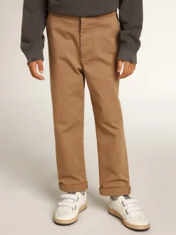 Online Golden Goose Calça chino infantil masculina de algodão cor caramelo Golden Collection