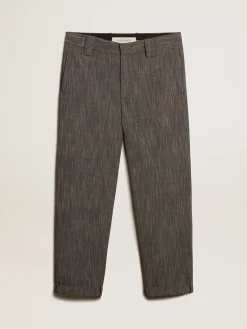 New Golden Goose Calça chino masculina em mistura de lã melange cinza Coleção Journey
