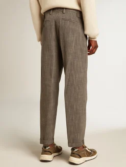 New Golden Goose Calça chino masculina em mistura de lã melange cinza Coleção Journey