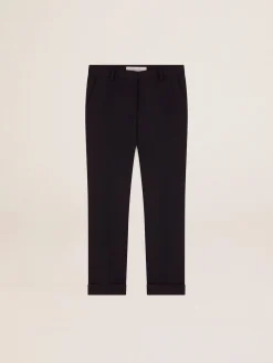 Fashion Golden Goose Calça cigarete feminina de lã azul-escura Cor: azul-escuro