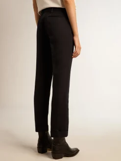 Fashion Golden Goose Calça cigarete feminina de lã azul-escura Cor: azul-escuro