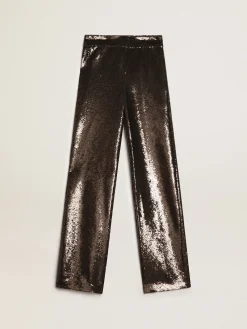 Shop Golden Goose Calça cinza com lantejoulas all-over Cor: cinza ferro