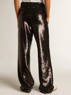 Shop Golden Goose Calça cinza com lantejoulas all-over Cor: cinza ferro