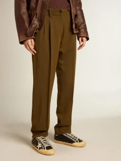 Best Sale Golden Goose Calça cor de faia misto lã e viscose Coleção Journey